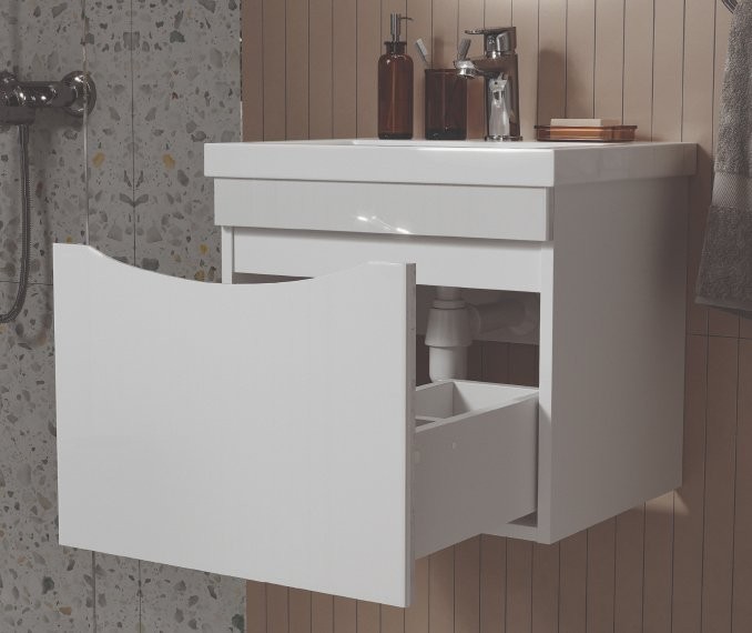 Мебель для ванной комнаты Velvex Vizo 50 подвесная, глянцевая белая