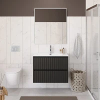 Мебель для ванной комнаты BelBagno Uno-mini 90 подвесная, 2 ящика, матовая темно-серая