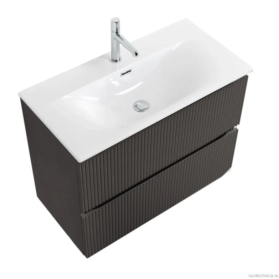 Мебель для ванной комнаты BelBagno Uno-mini 90 подвесная, 2 ящика, матовая темно-серая