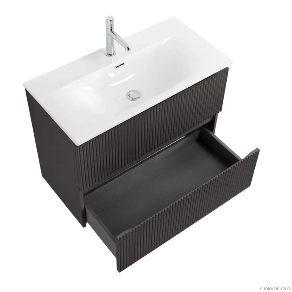 Мебель для ванной комнаты BelBagno Uno-mini 90 подвесная, 2 ящика, матовая темно-серая