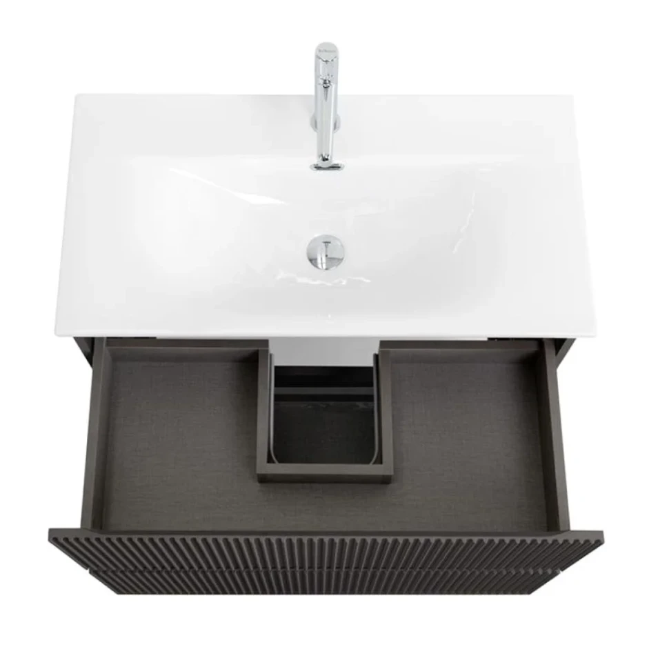 Мебель для ванной комнаты BelBagno Uno-mini 90 подвесная, 2 ящика, матовая темно-серая