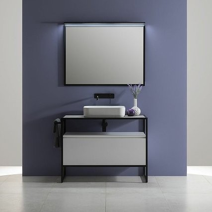 Мебель для ванной комнаты Allen Brau Priority 100 напольная, белый матовый, столешница бежевый структ