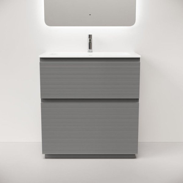 Тумба под раковину в ванную Sancos Folk Floor 790х445х850 мм, напольная с двумя ящиками, Ergraut soft