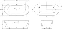 Акриловая ванна BelBagno BB416-2000-850 200x85 см, отдельностоящая, белая, овальная, вклеенный каркас, со сливом-переливом, с донным клапаном