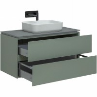 Тумба с раковиной Allen Brau Infinity 100 подвесная, олива матовый, столешница графит структ