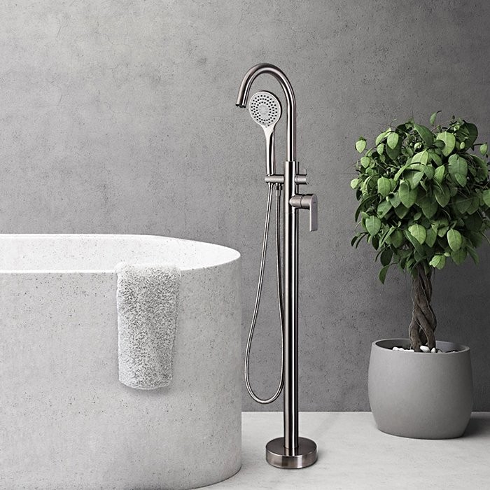 Напольный смеситель для ванны с душем Gappo G99-20 G3099 сатин