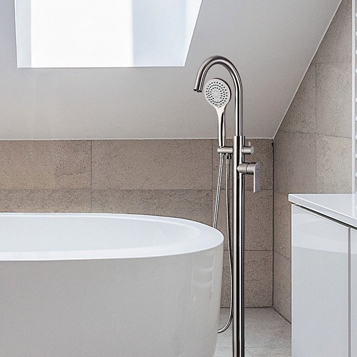 Напольный смеситель для ванны с душем Gappo G99-20 G3099 сатин