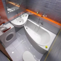 Комплект Акриловая ванна 1MarKa Piccolo R Премиум 150x75 см, угловая, правая, встраиваемая, белая, асимметричная, с экраном, со сливом-переливом