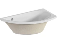 Комплект Акриловая ванна 1MarKa Piccolo R Премиум 150x75 см, угловая, правая, встраиваемая, белая, асимметричная, с экраном, со сливом-переливом