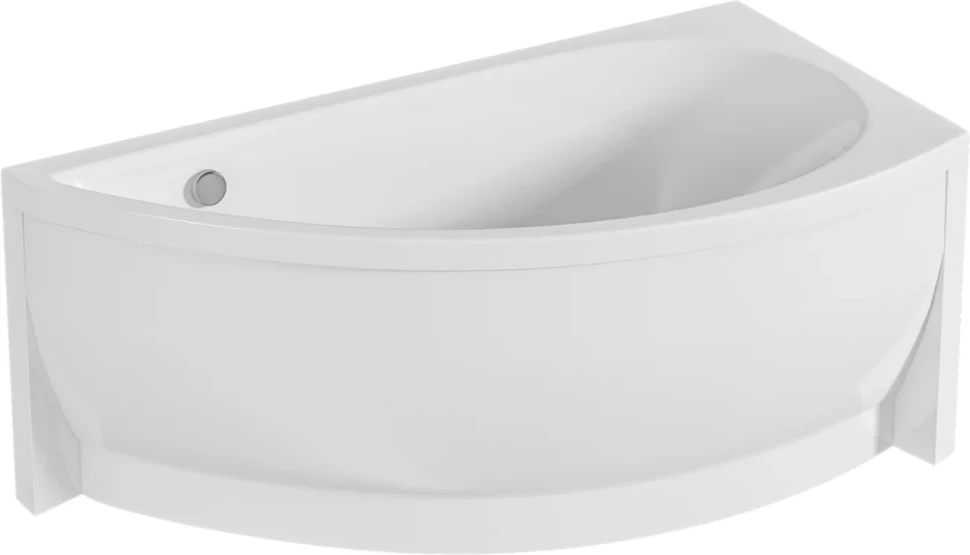 Комплект Акриловая ванна 1MarKa Piccolo R Премиум 150x75 см, угловая, правая, встраиваемая, белая, асимметричная, с экраном, со сливом-переливом