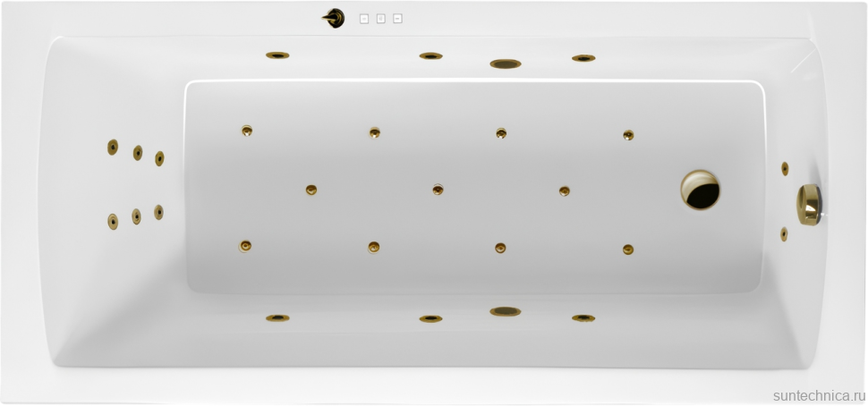 Акриловая ванна Excellent Aquaria Ultra 170x75 см, встраиваемая, с гидромассажем, белая, с каркасом, со сливом-переливом, фурнитура бронза