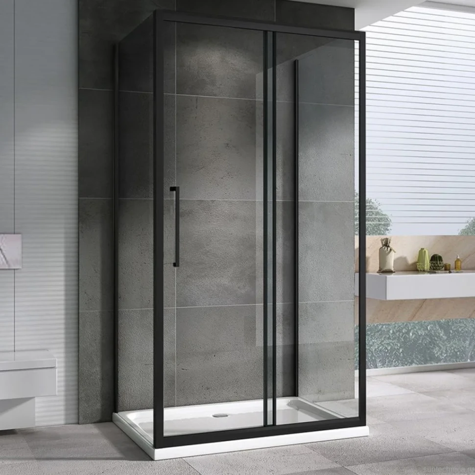 Душевой уголок Abber Schwarzer Diamant AG30130BH-S75B-S75B 130х75, профиль черный, стекло прозрачное