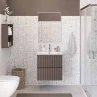 Мебель для ванной комнаты BelBagno Uno 70 подвесная, 2 ящика, матовая бежевая