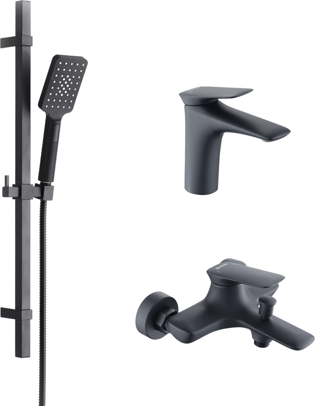 Комплект для ванной BOND Cube B03-5388 матовый черный