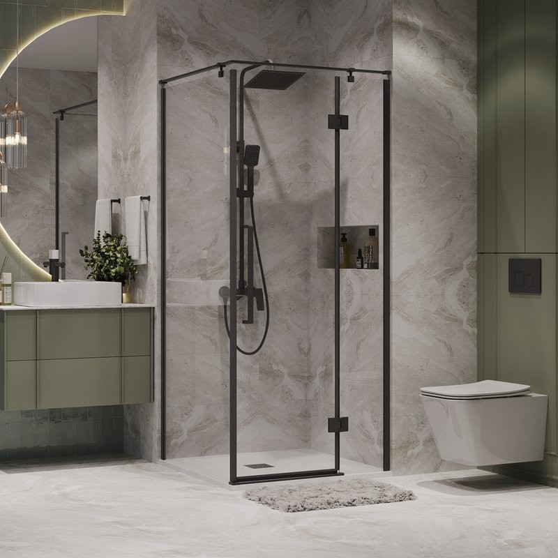 Душевой уголок Niagara Nova NG-6831-34BLACK 90x90, профиль черный матовый, стекло прозрачное