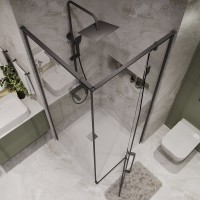 Душевой уголок Niagara Nova NG-6831-34BLACK 90x90, профиль черный матовый, стекло прозрачное