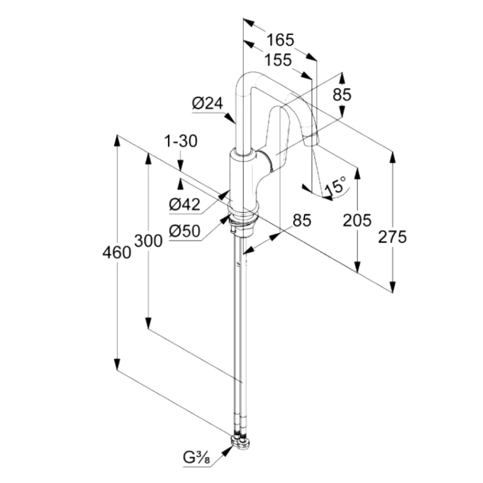 Смеситель для раковины Kludi X1 320280575 хром