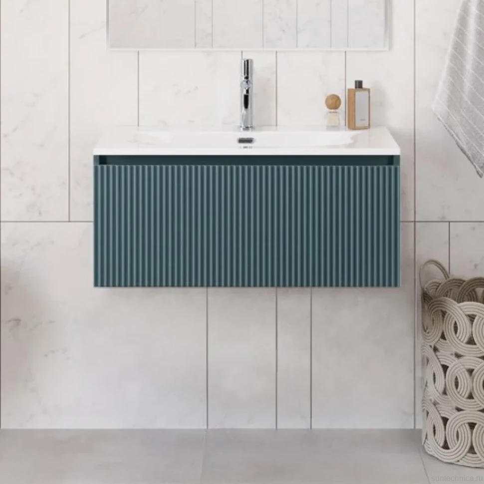 Тумба с раковиной BelBagno Uno 80 подвесная, 1 ящик, матовая голубая