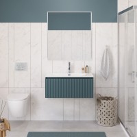 Тумба с раковиной BelBagno Uno 80 подвесная, 1 ящик, матовая голубая