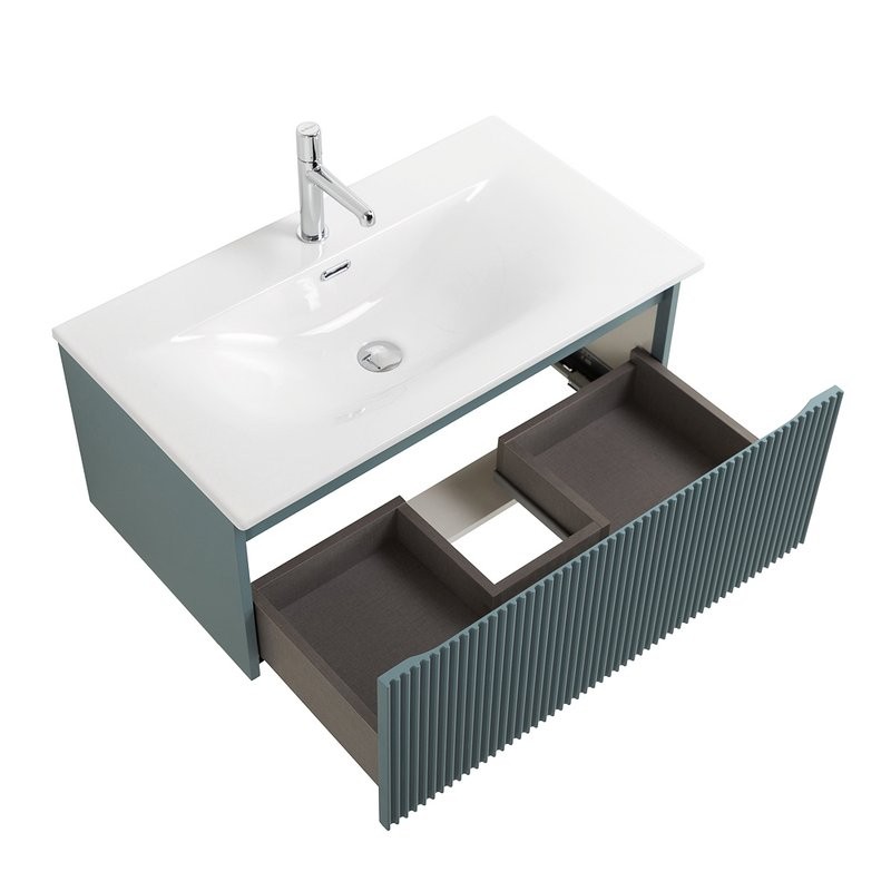 Тумба с раковиной BelBagno Uno 80 подвесная, 1 ящик, матовая голубая