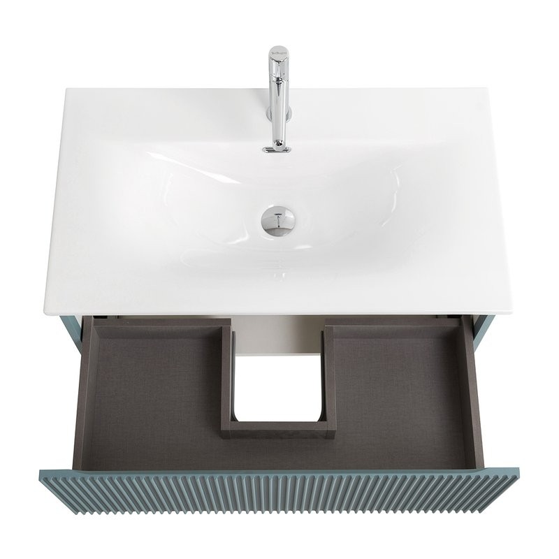 Тумба с раковиной BelBagno Uno 80 подвесная, 1 ящик, матовая голубая