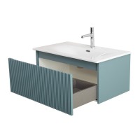 Тумба с раковиной BelBagno Uno 80 подвесная, 1 ящик, матовая голубая