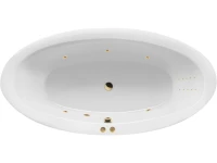 Акриловая ванна Excellent Lumina Line Nano 190x95 см, встраиваемая, с гидромассажем, белая, овальная, с каркасом, со сливом-переливом, фурнитура золото