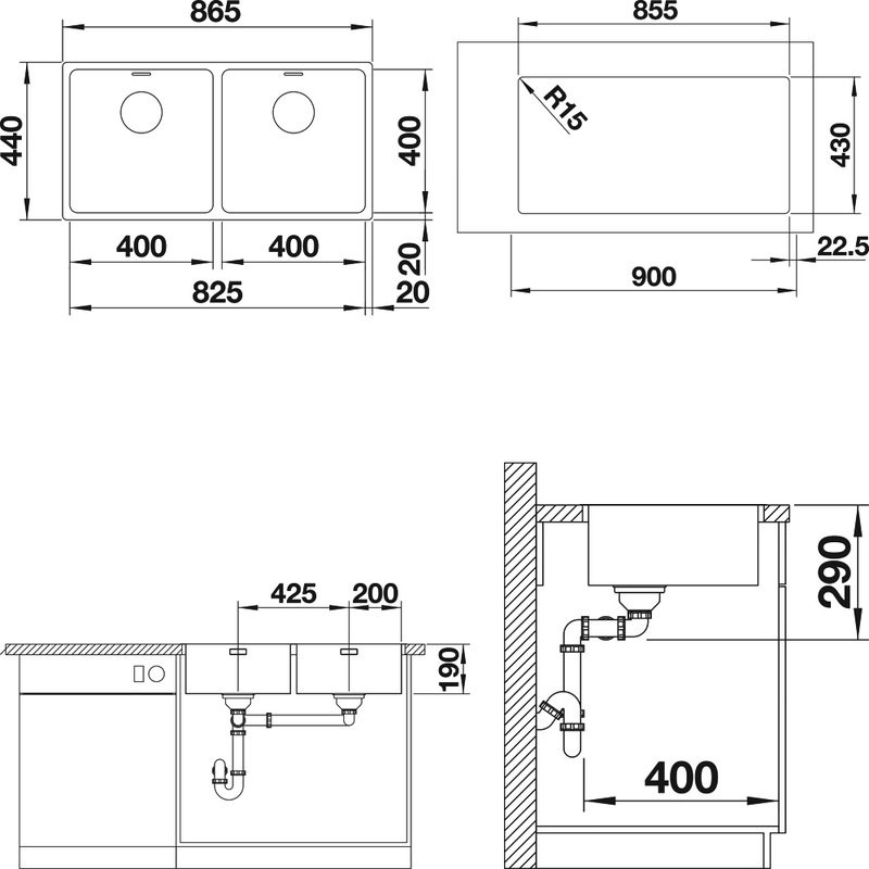 Мойка кухонная Blanco Andano 400/400-IF