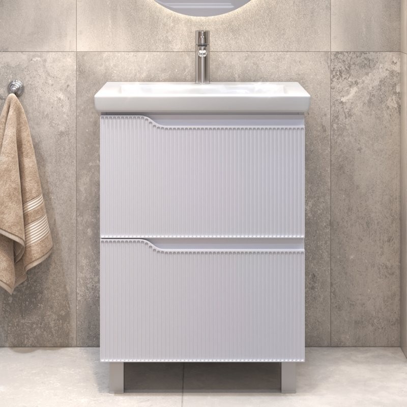 Тумба с раковиной Vigo Neo 60 напольная, 2 ящика, матовая белая