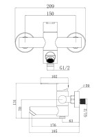 Смеситель для ванны с душем Agger Easy A3121244 черный матовый Смеситель для ванны с душем Agger Easy A3121244 черный матовый