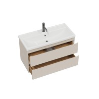 Тумба с раковиной SanStar Riana 100 подвесная, cappuccino, раковина Фостер 100