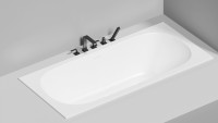 Ванна из искусственного камня Salini Ornella Axis Kit S-Stone 190x90 см, встраиваемая, матовая белая, на ножках, с донным клапаном