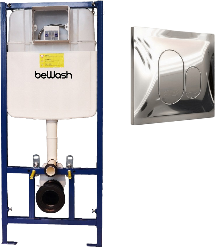 Система инсталляции для унитазов beWash Ocean BW74, P01SC с кнопкой смыва, хром глянец