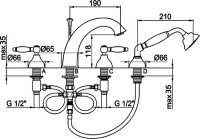 Смеситель на борт ванны Webert Dorian DO730101065 бронза,