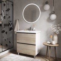 Мебель для ванной комнаты Vigo Cross 70 напольная, 2 ящика, светлое дерево