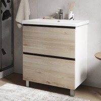 Мебель для ванной комнаты Vigo Cross 70 напольная, 2 ящика, светлое дерево