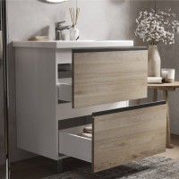 Мебель для ванной комнаты Vigo Cross 70 напольная, 2 ящика, светлое дерево