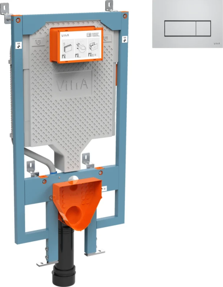 Система инсталляции для унитазов VitrA Vpro 765-5800-01 + Кнопка смыва VitrA Root Square 740-2380 хром