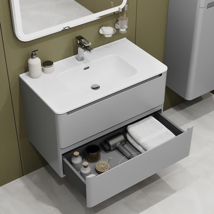 Тумба с раковиной IDDIS Edifice 80 подвесная, светло-серая