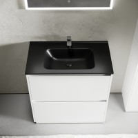 Тумба с раковиной Sancos Libra Floor 80 белый глянец, черная раковина CN7005MB