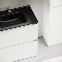 Тумба с раковиной Sancos Libra Floor 80 белый глянец, черная раковина CN7005MB