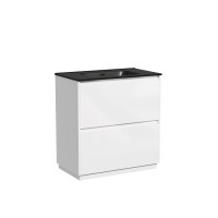 Тумба с раковиной Sancos Libra Floor 80 белый глянец, черная раковина CN7005MB