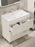 Мебель для ванной комнаты Grossman Виста 75 напольная, 2 ящика, белый глянец