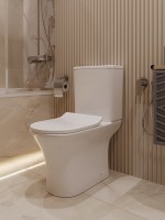 Унитаз-компакт напольный STWORKI Олланд S01400WH с микролифтом, безободковый, белый