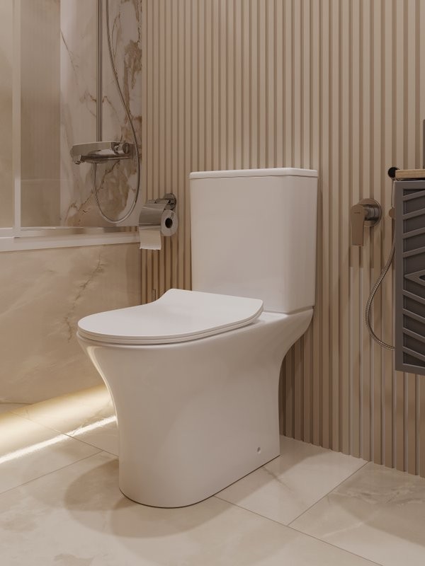 Унитаз-компакт напольный STWORKI Олланд S01400WH с микролифтом, безободковый, белый