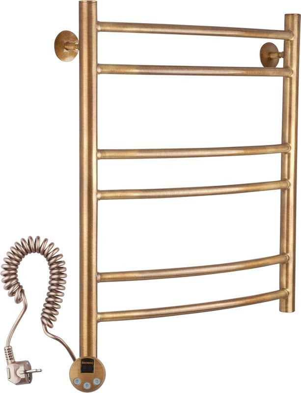 Полотенцесушитель электрический Secado Милан 2 75x55 см, подключение слева, бронза, лесенка, латунь