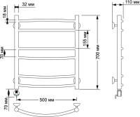 Полотенцесушитель электрический Secado Милан 2 75x55 см, подключение слева, бронза, лесенка, латунь