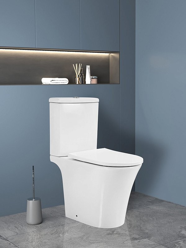 Унитаз-компакт напольный AZARIO Vise AZ-1343BT безободковый, с микролифтом, глянцевый белый