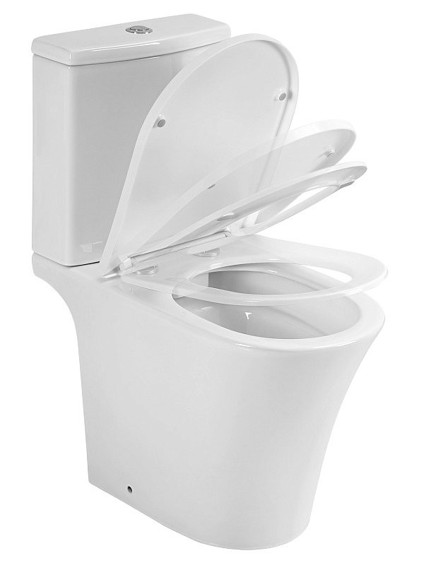 Унитаз-компакт напольный AZARIO Vise AZ-1343BT безободковый, с микролифтом, глянцевый белый