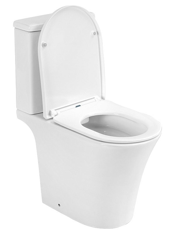 Унитаз-компакт напольный AZARIO Vise AZ-1343BT безободковый, с микролифтом, глянцевый белый